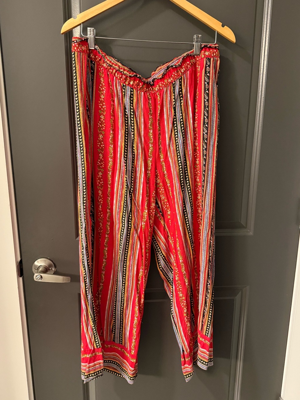Loft Red Striped Wide-Leg Women's Pants